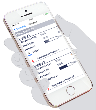 Maschinenbedienung mit einer HMI-App am Smartphone - mit einem Android-HMI oder iPhone-HMI.